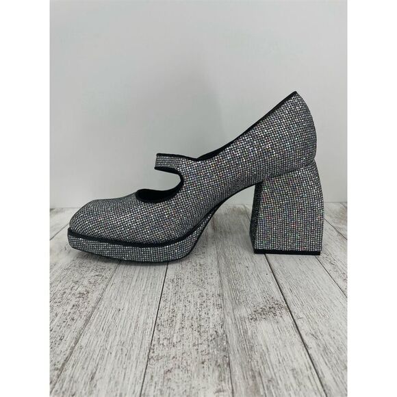 Gianni Bini 2-Night Disco Glitter Silver Rhinestone Platform Pumps Size 10M - Picture 3 of 8